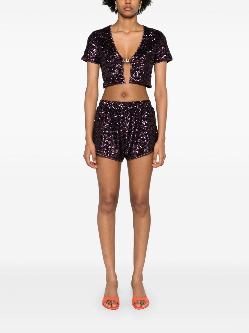 Purple Disco Sequinned Shorts
