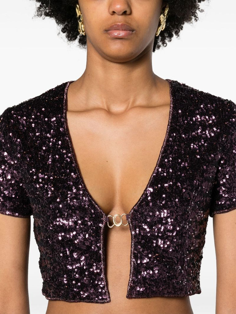 Purple Disco Sequinned Crop Top