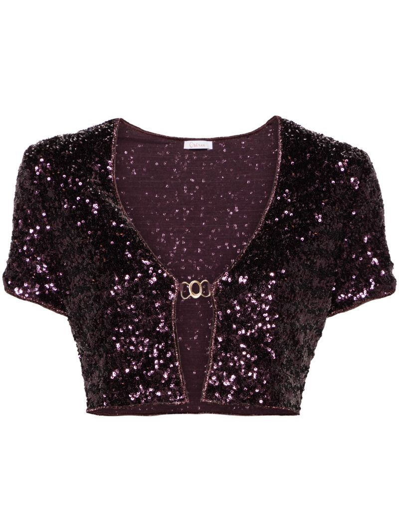 Purple Disco Sequinned Crop Top