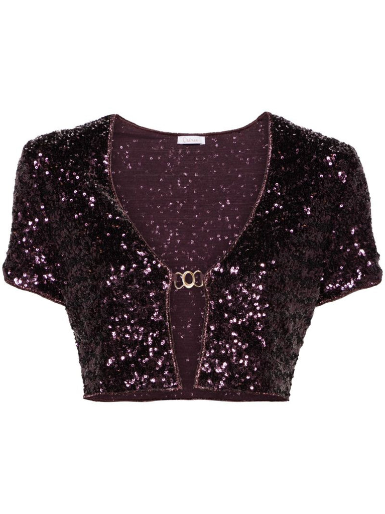 Purple Disco Sequinned Crop Top