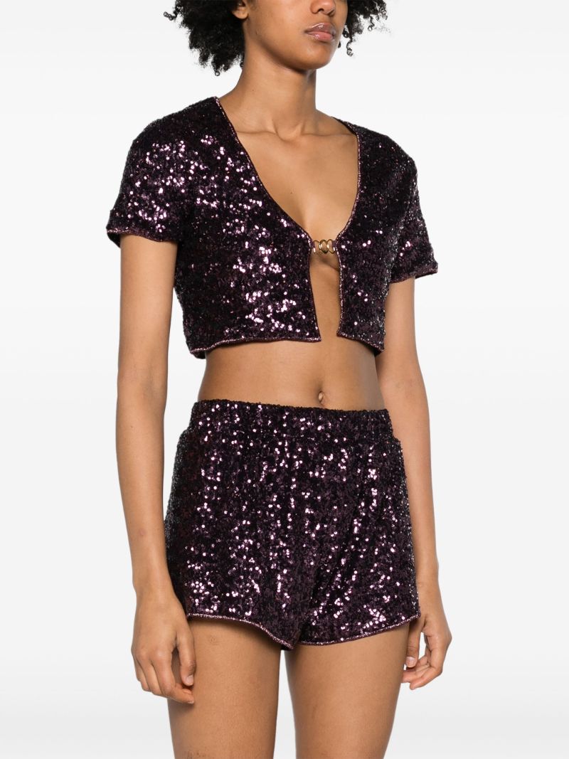 Purple Disco Sequinned Crop Top