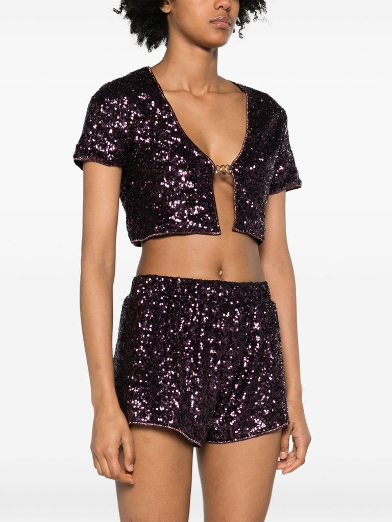 Purple Disco Sequinned Crop Top