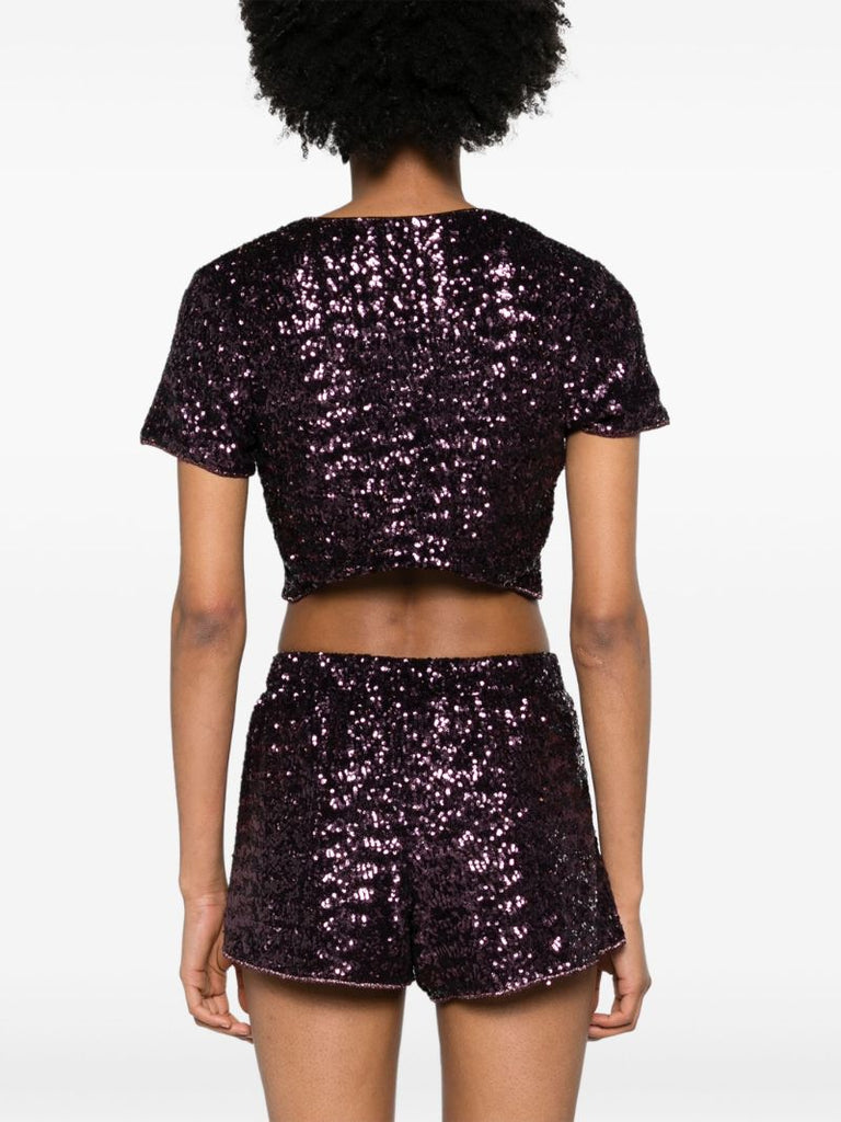 Purple Disco Sequinned Crop Top