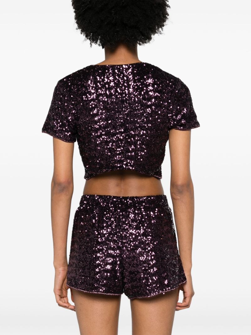 Purple Disco Sequinned Crop Top