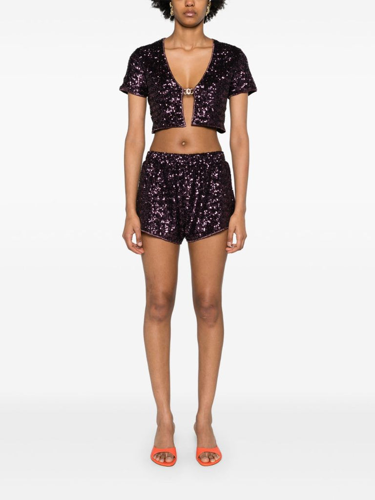 Purple Disco Sequinned Crop Top