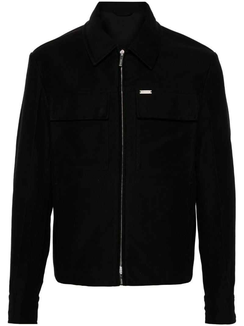 Black Cotton Shirt Jacket