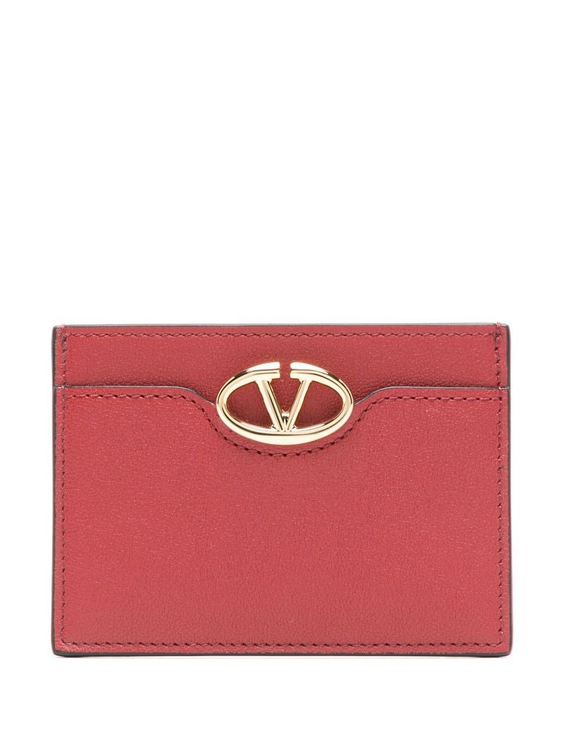 Red Vlogo Signature Leather Card Holder