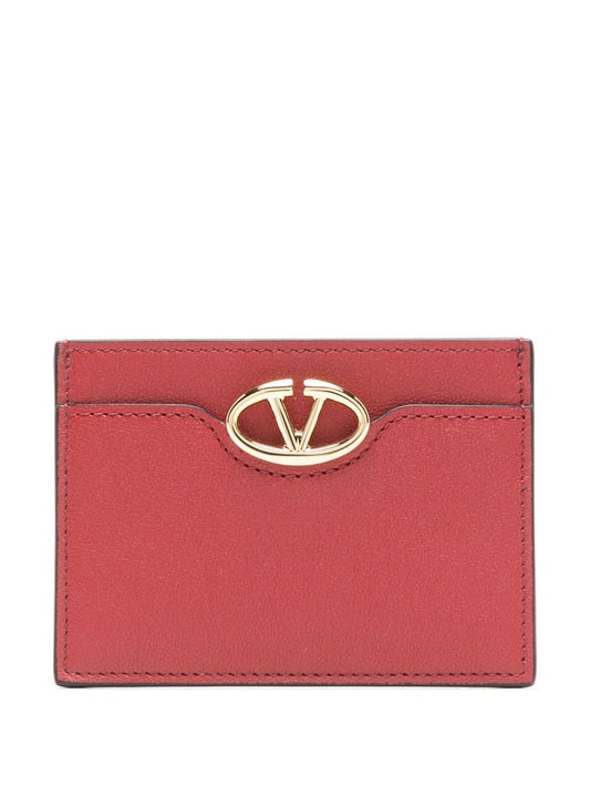 Red Vlogo Signature Leather Card Holder
