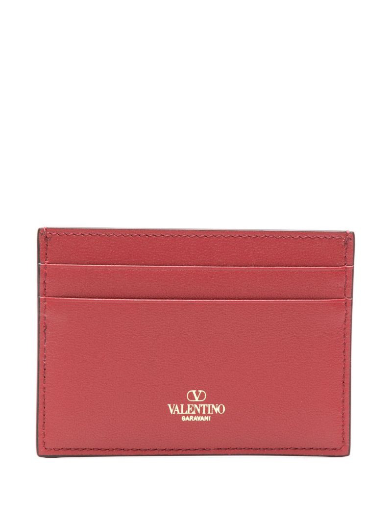 Red Vlogo Signature Leather Card Holder