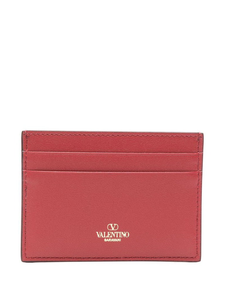 Red Vlogo Signature Leather Card Holder