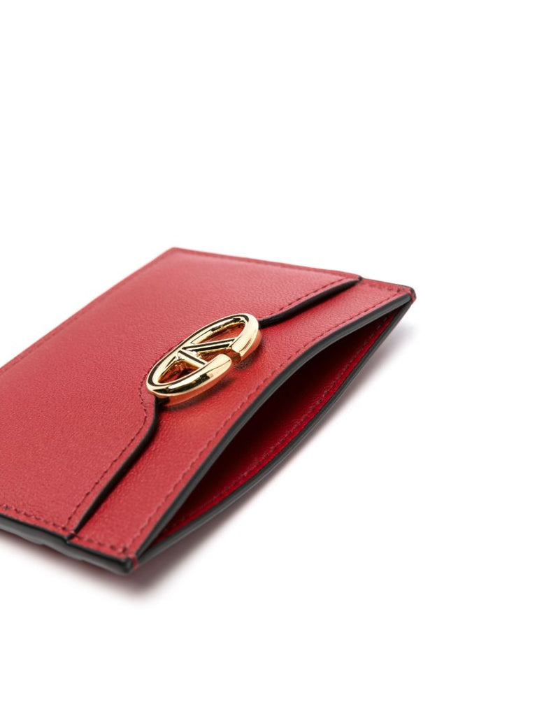 Red Vlogo Signature Leather Card Holder
