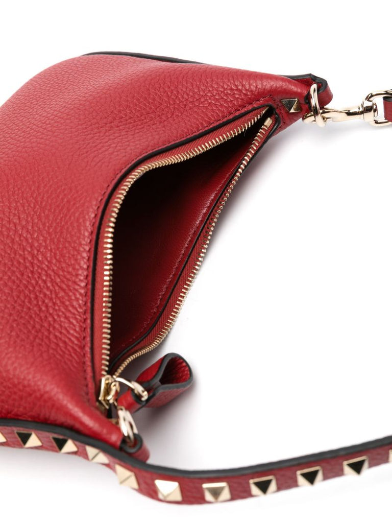 Red Rockstud Leather Mini Bag