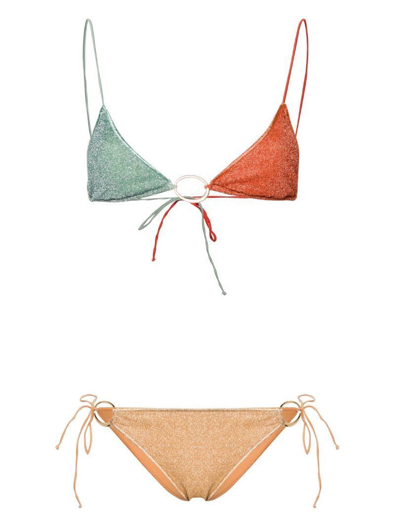 Gold-tone Colour-block Bikini Set