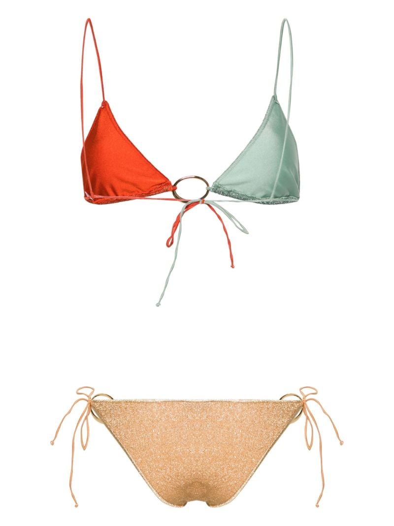 Gold-tone Colour-block Bikini Set