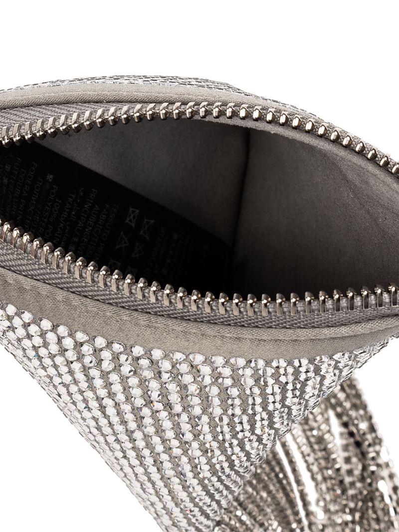 Silver Crystal-embellished Satin Mini Bag