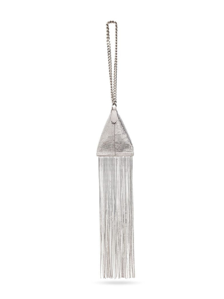 Silver Crystal-embellished Satin Mini Bag