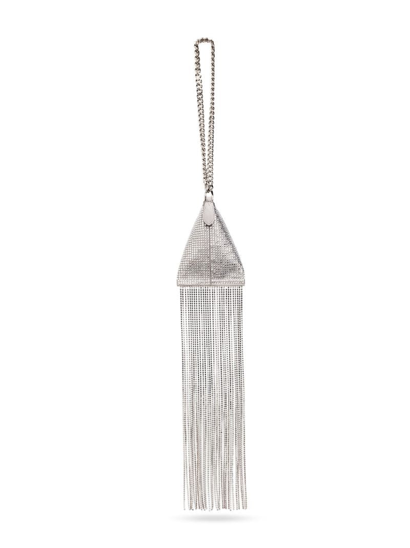 Silver Crystal-embellished Satin Mini Bag