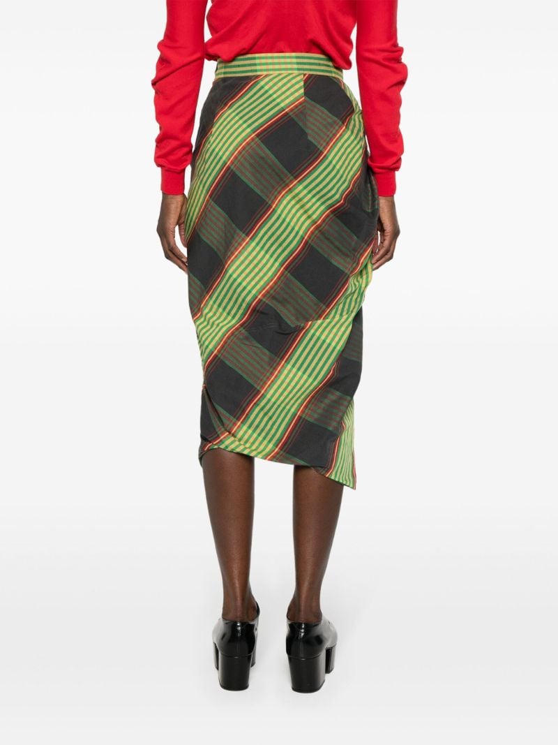Green Combat Tartan-print Asymmetric Skirt