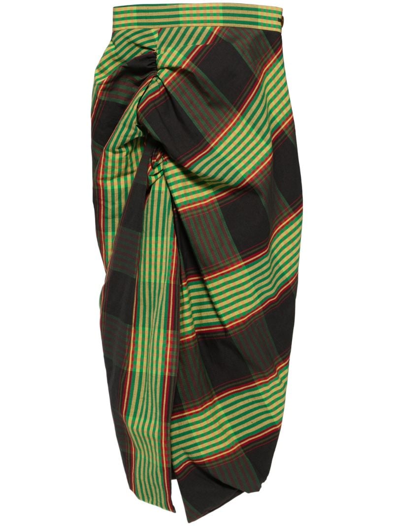 Green Combat Tartan-print Asymmetric Skirt
