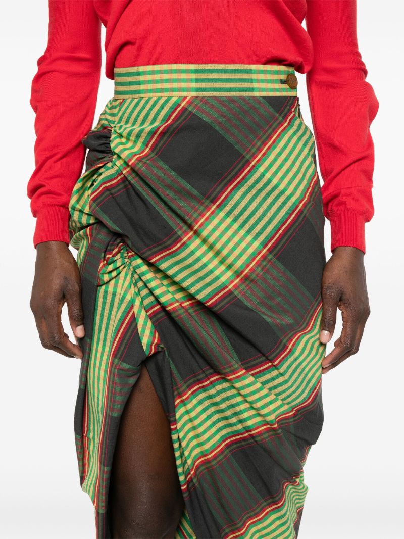 Green Combat Tartan-print Asymmetric Skirt