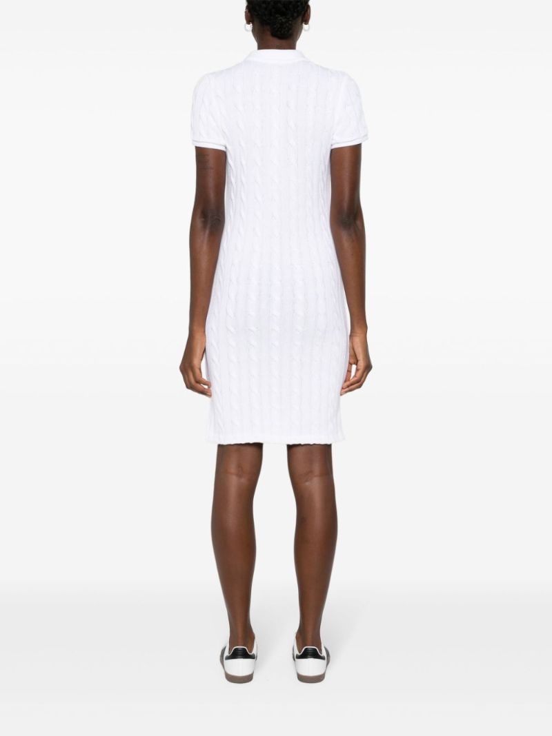 White Cable-knit Cotton Polo Dress