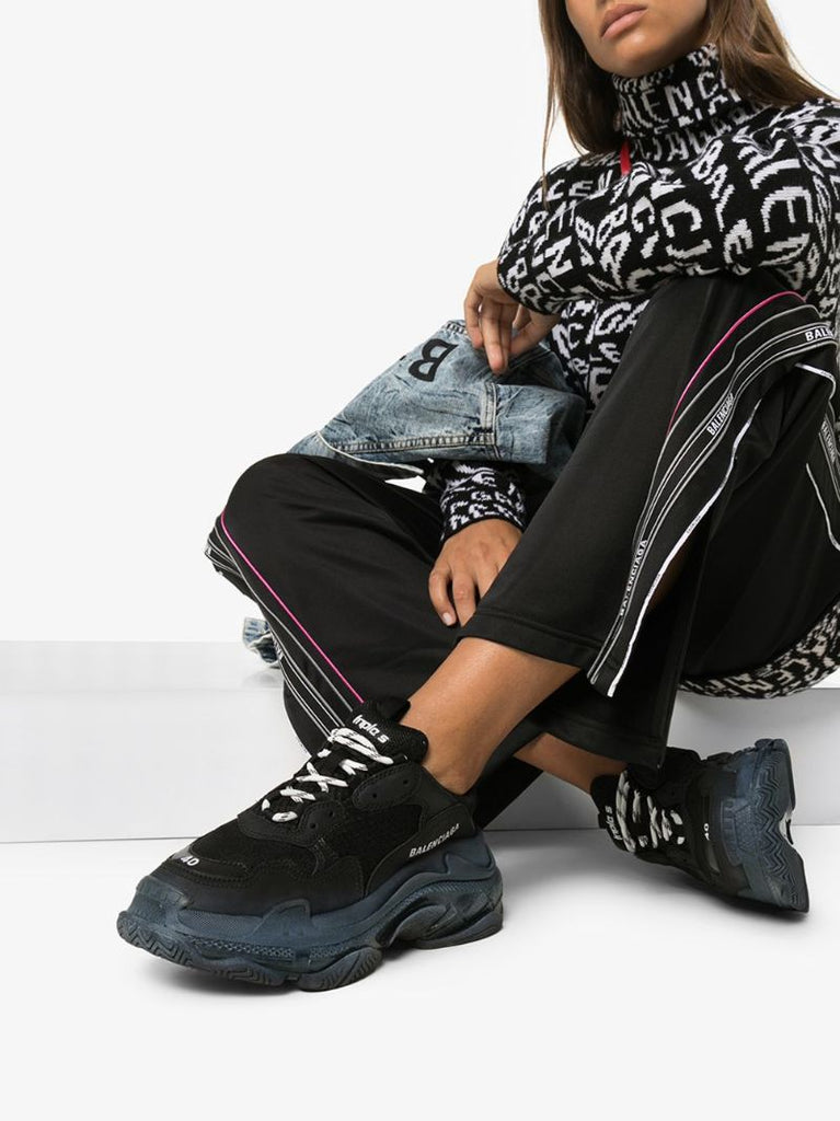 Black Triple S Clear Sole Sneakers