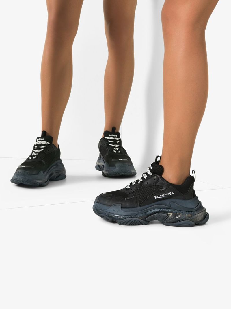 Black Triple S Clear Sole Sneakers