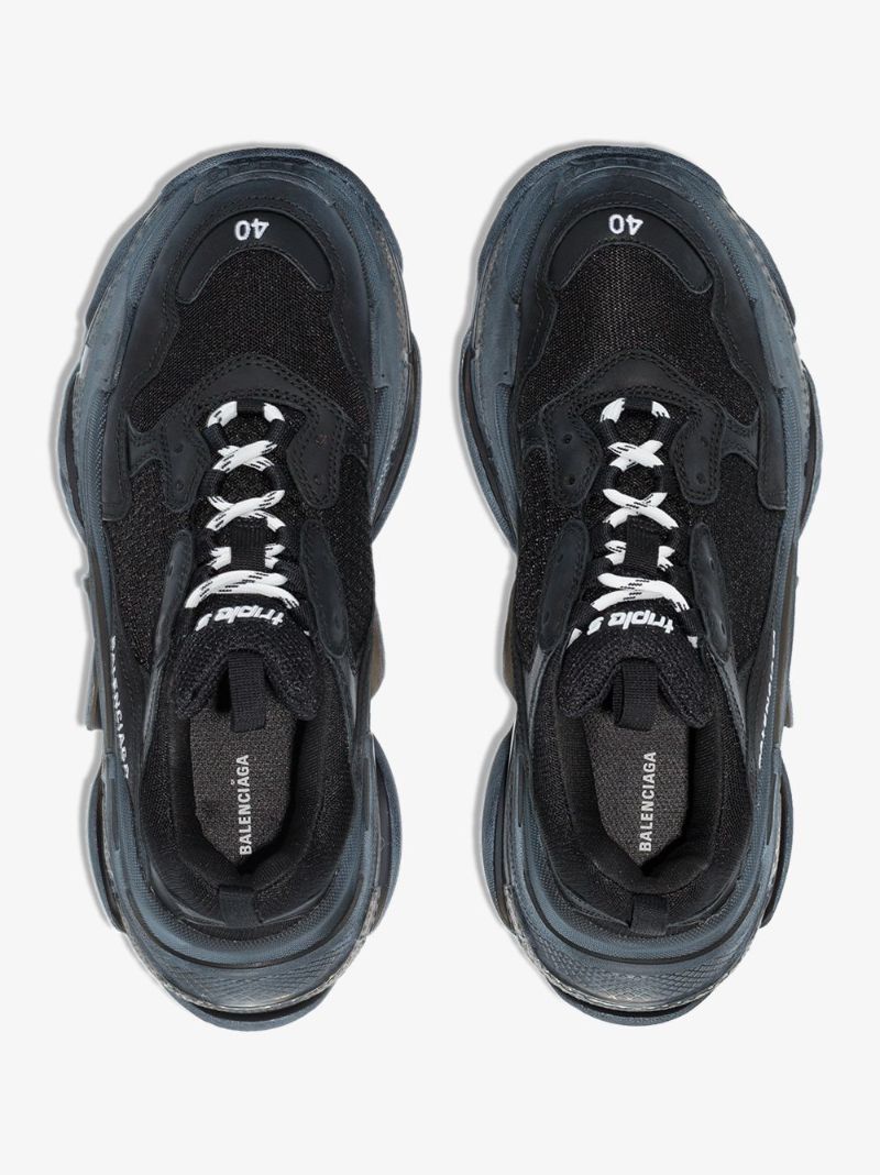 Black Triple S Clear Sole Sneakers