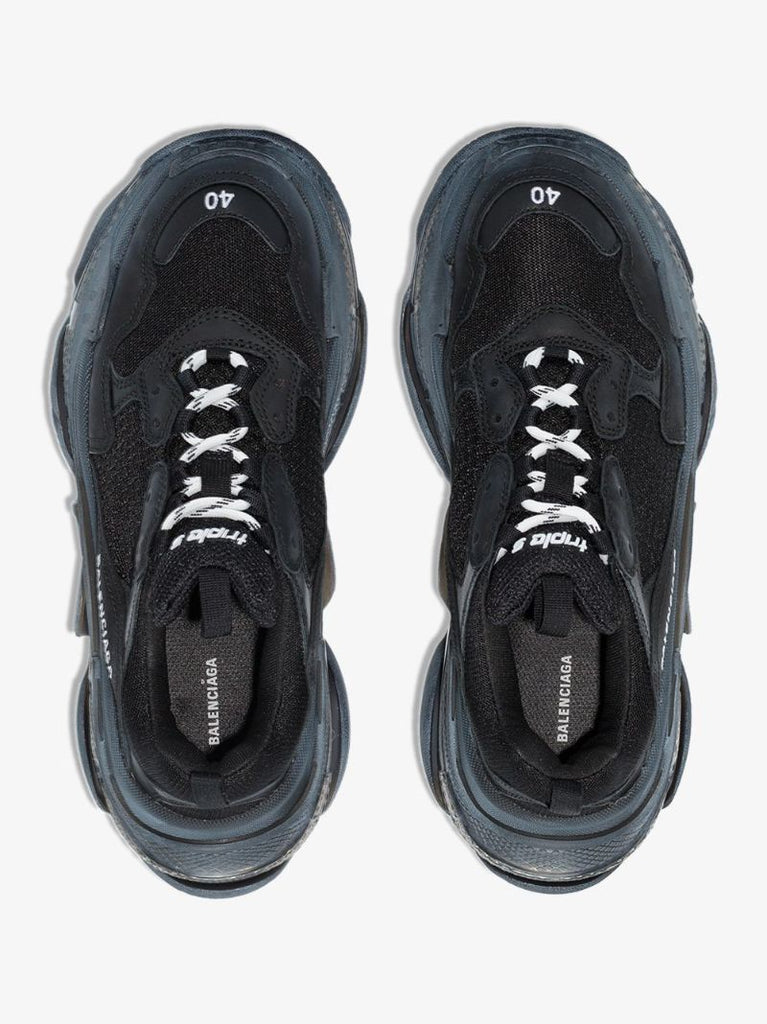 Black Triple S Clear Sole Sneakers