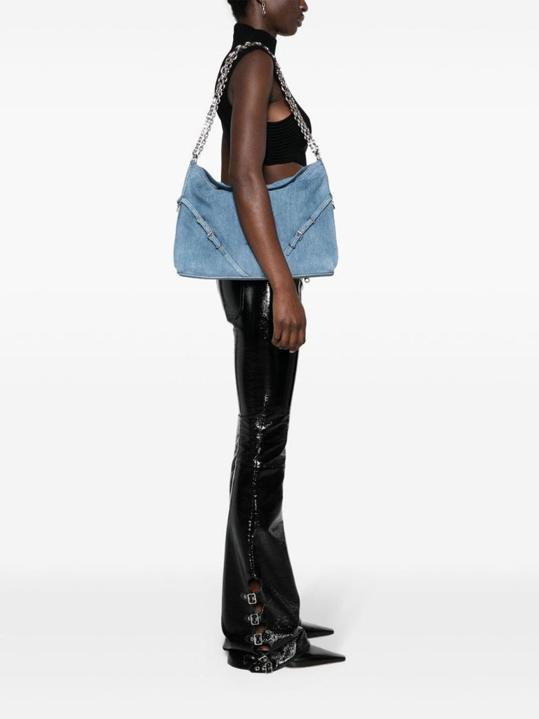 Blue Voyou Chain Medium Shoulder Bag