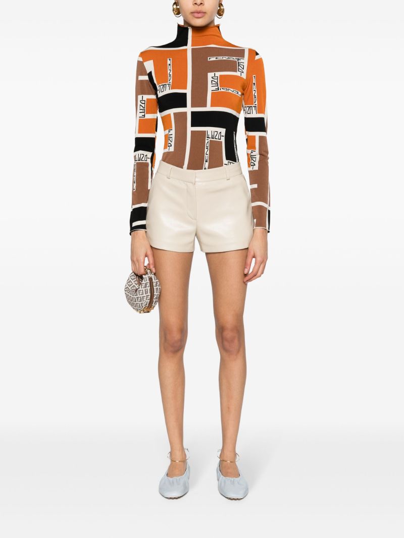 Orange Ff Puzzle Knitted Bodysuit