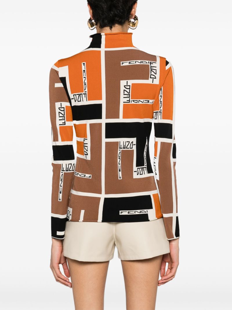 Orange Ff Puzzle Knitted Bodysuit
