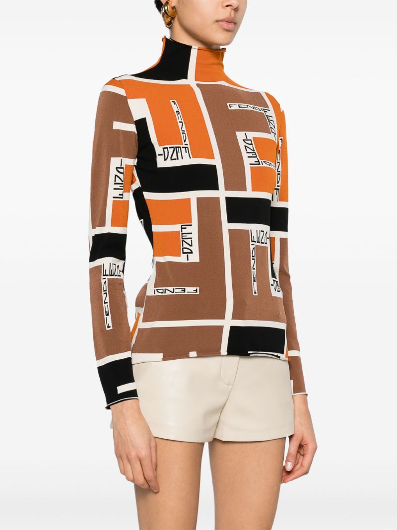Orange Ff Puzzle Knitted Bodysuit