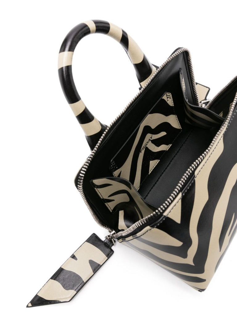 Black Safari Leather Tote Bag