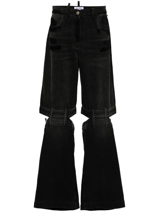 Black Ashton Cut-out Wide Jeans
