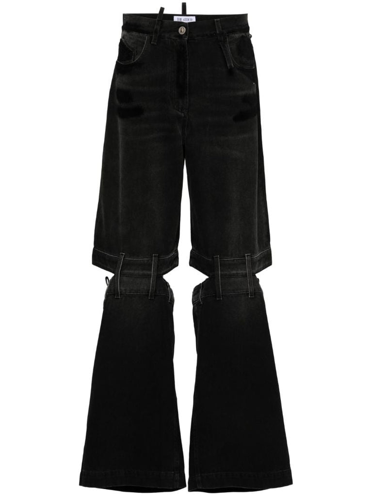 Black Ashton Cut-out Wide Jeans
