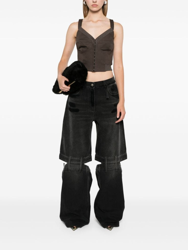 Black Ashton Cut-out Wide Jeans