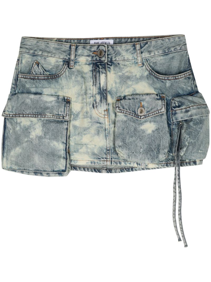 Blue Fay Bleached Denim Mini Skirt