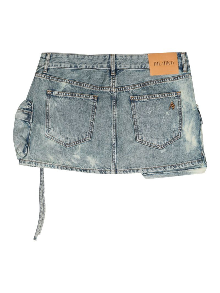 Blue Fay Bleached Denim Mini Skirt