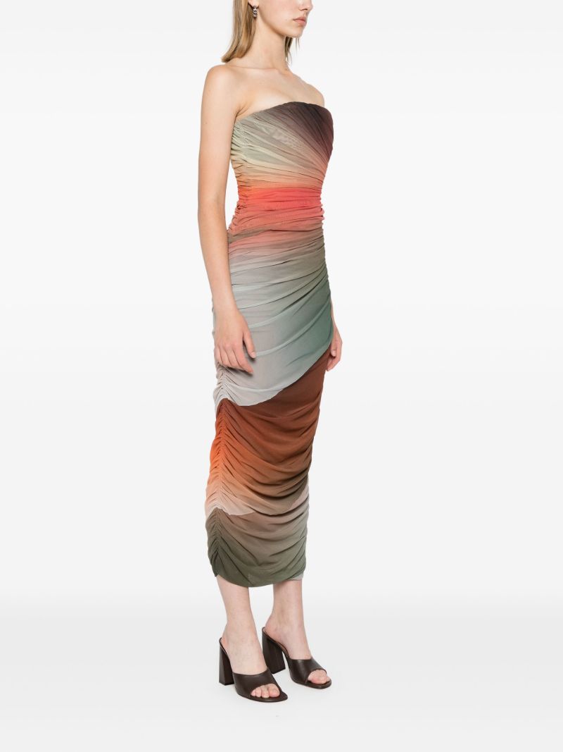 Multicolour OmbrÃ_x0083_Â©-effect Gathered Dress