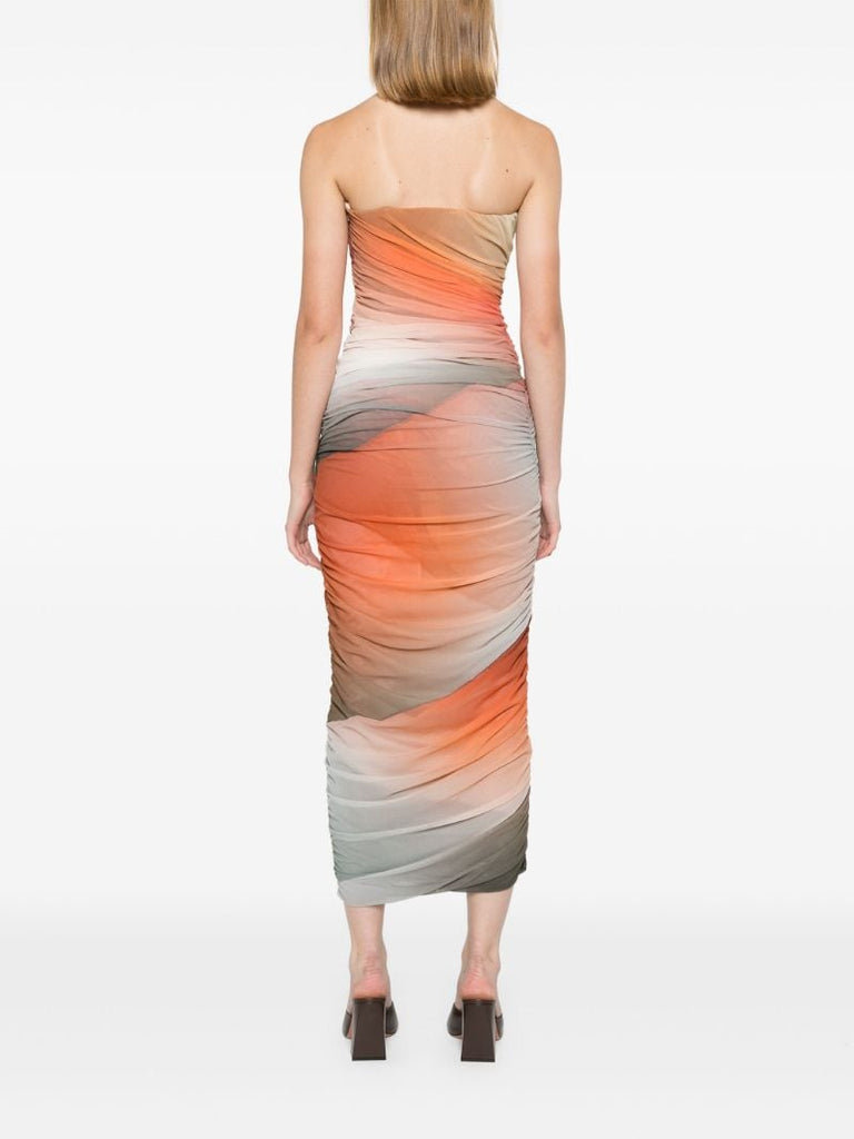 Multicolour OmbrÃ_x0083_Â©-effect Gathered Dress