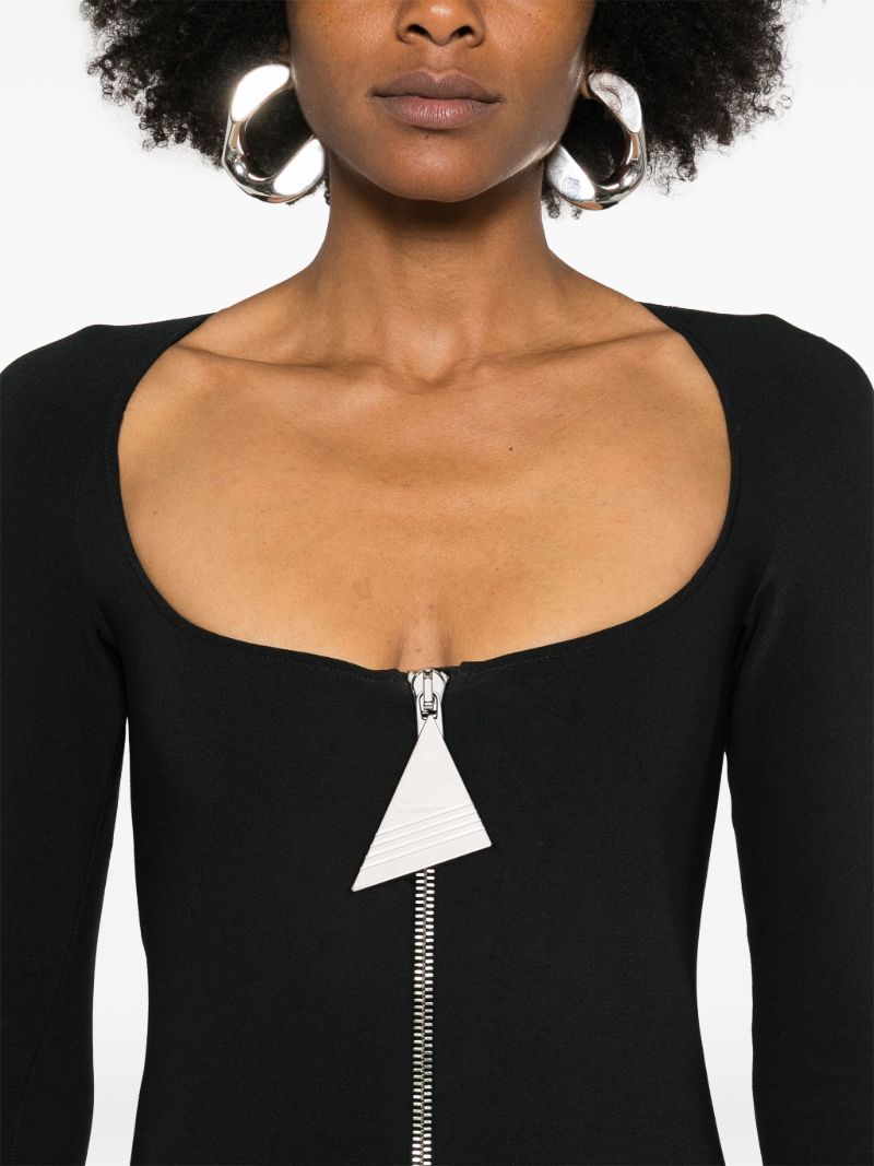 Black Logo-zip Mini Dress