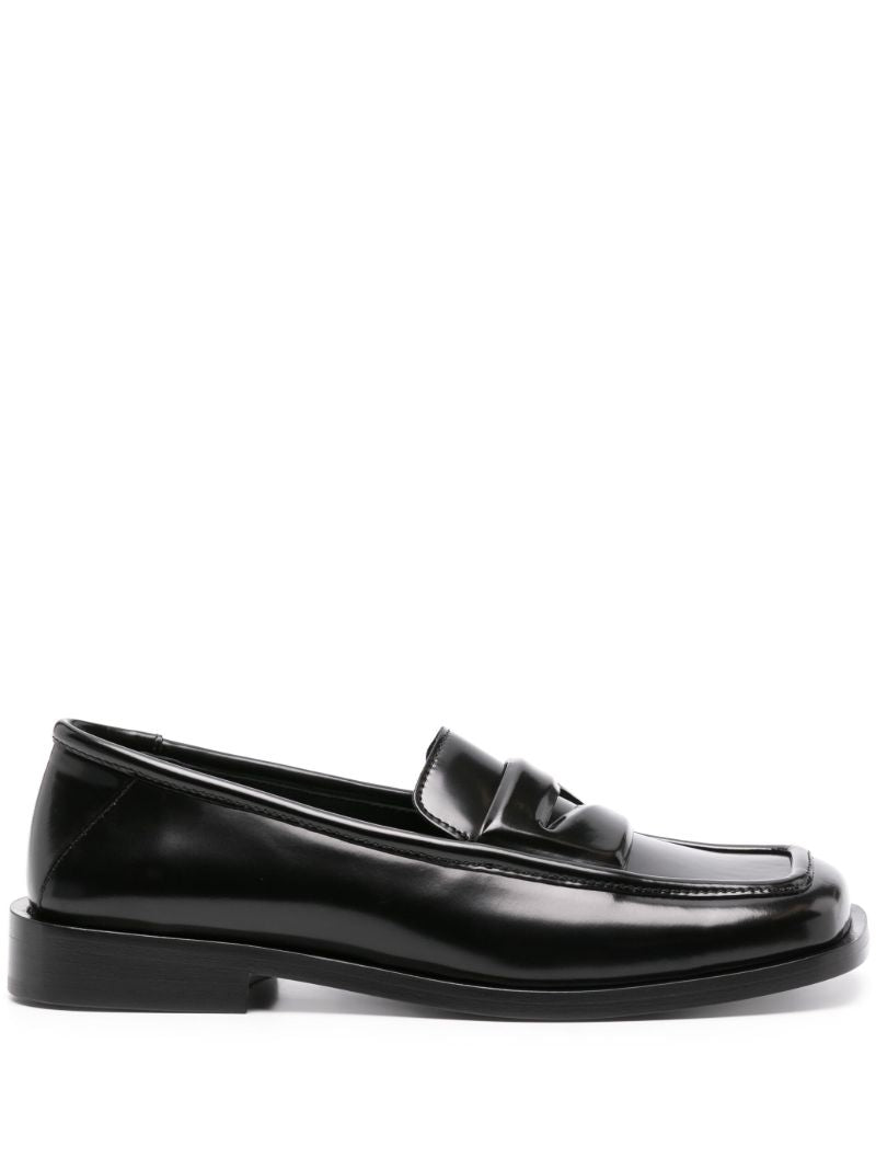 Black High-shine Leather Loafers