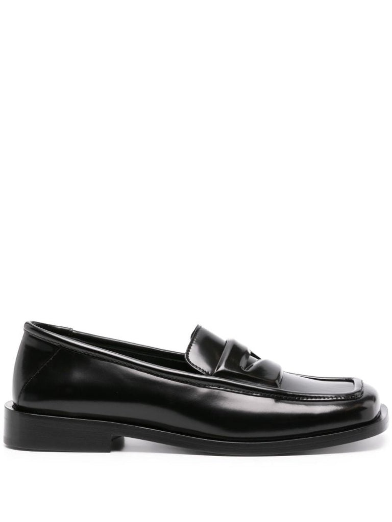 Black High-shine Leather Loafers