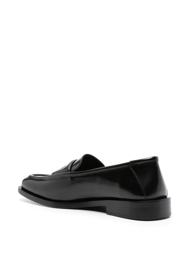 Black High-shine Leather Loafers