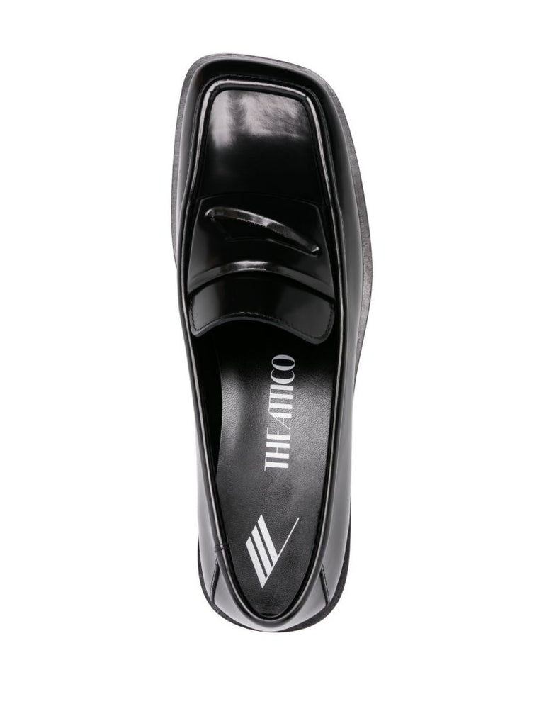 Black High-shine Leather Loafers
