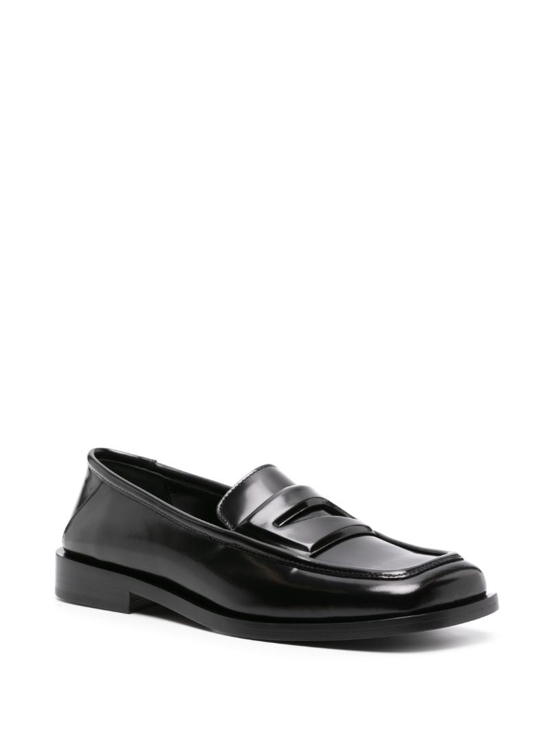 Black High-shine Leather Loafers
