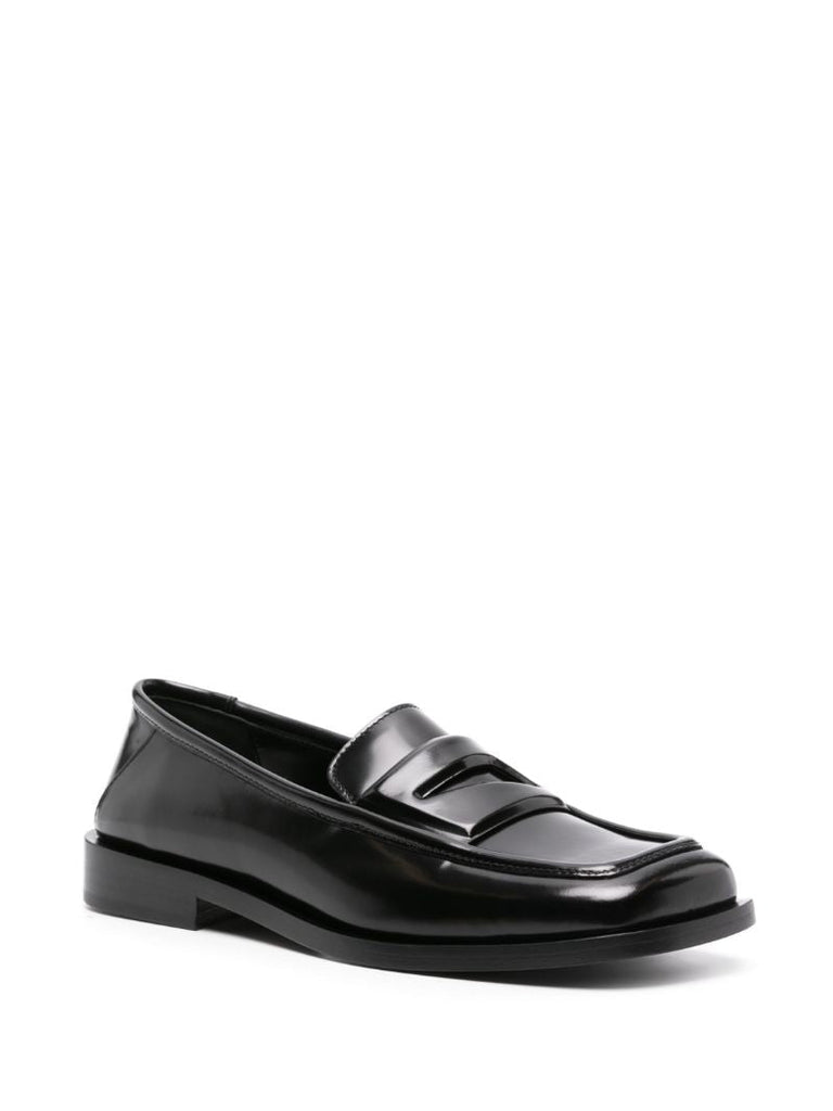 Black High-shine Leather Loafers