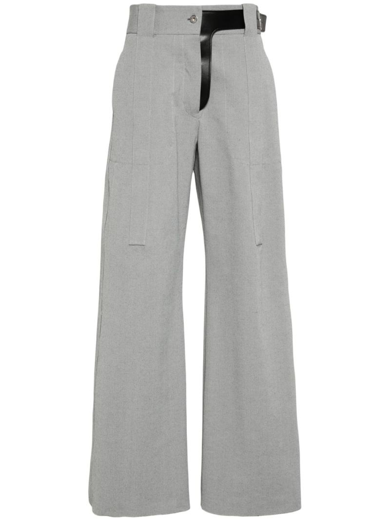 Grey Striped Wide-leg Trousers