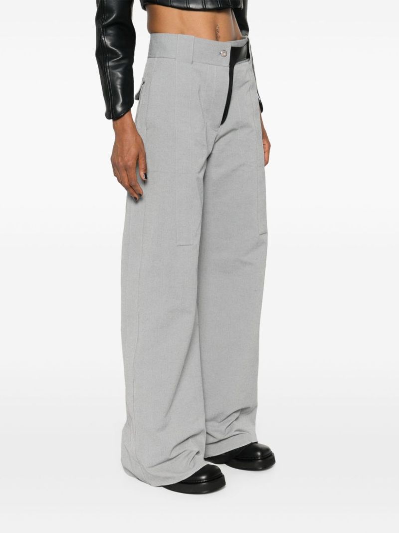 Grey Striped Wide-leg Trousers